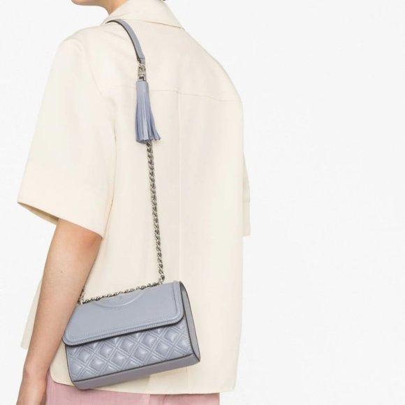 NWT Tory Burch Fleming Small Leather Shoulder Crossbody Bag CLOUD BLUE Authentic - Picture 5 of 15